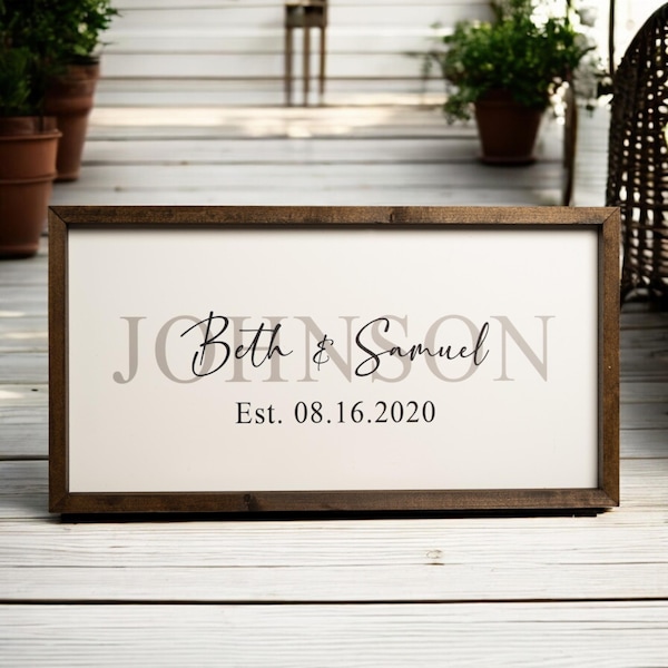 Regalo de boda personalizado para la pareja, letrero personalizado con el apellido y la fecha de la boda, regalo para celebrar un hito matrimonial, ideal para la despedida de soltera o para regalar a los recién casados.