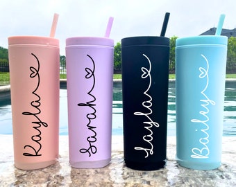 Custom Tumbler with Straw, Personalized Gifts for Her, Womens Tumbler, Skinny Tumbler, Beach Tumbler, Best Friend Birthday Gift, Summer Cup