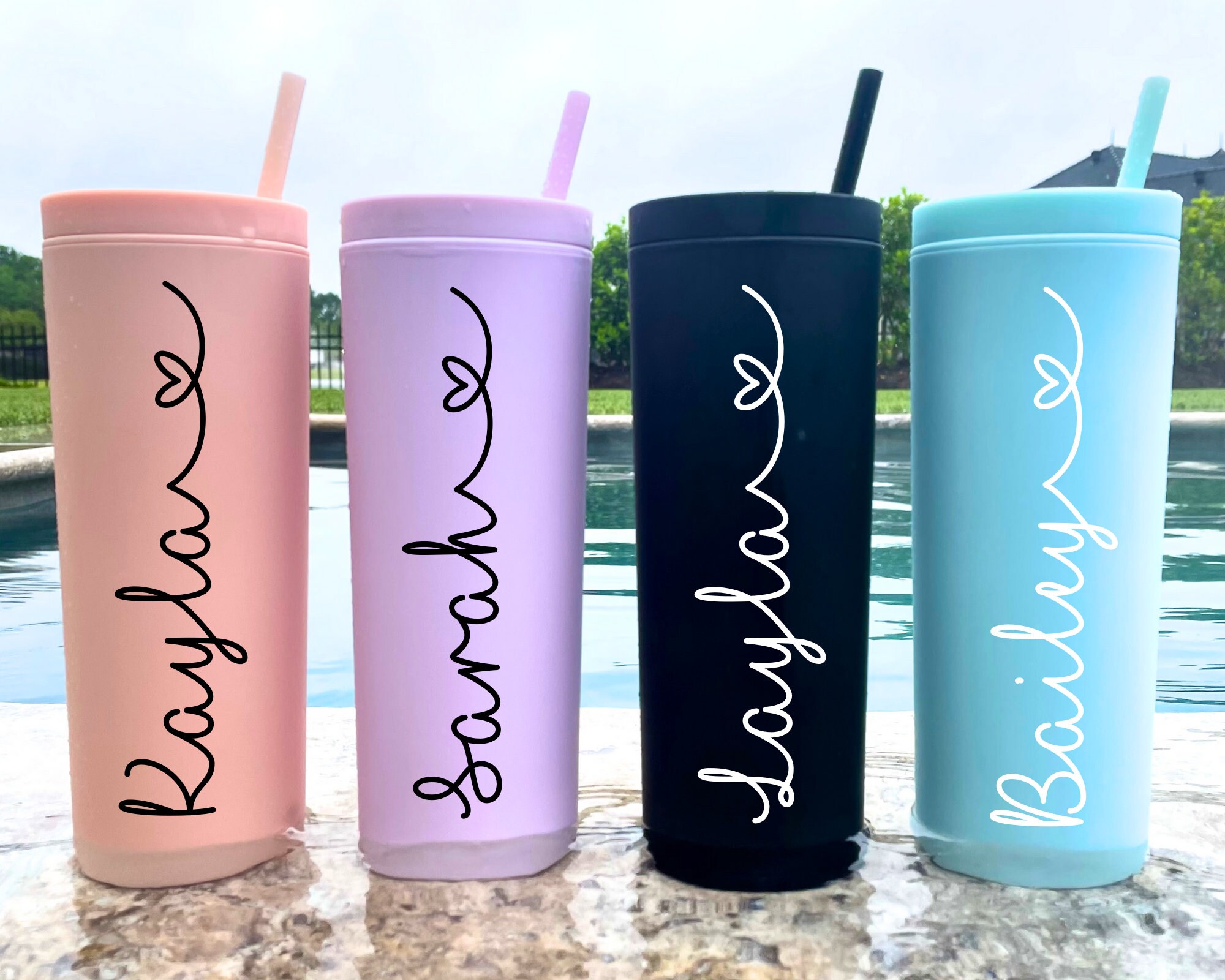 Personalized tumblers sale with straw