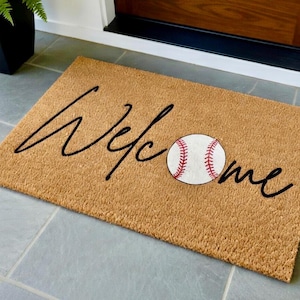 Welcome Baseball Doormat, Welcome Mat, Baseball Door Mat, Fall Doormat, Spring Doormat, Doormat for Baseball, Baseball Lover Gift, Baseball