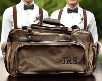 Personalized Mens Weekender Bag, Leather Men's Duffle Bag, Groomsmen Gift, Carry on Bag, Gift for Groomsman, Duffel Bag, Travel Bag for Men