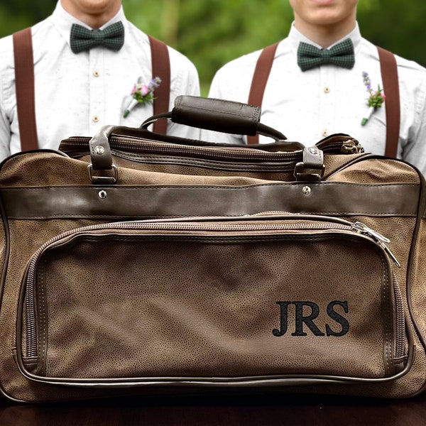 Personalized Mens Weekender Bag, Leather Men's Duffle Bag, Groomsmen Gift, Carry on Bag, Gift for Groomsman, Duffel Bag, Travel Bag for Men