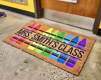 Custom Classroom Doormat, Personalized Classroom Decor, Doormat for Teacher Name Welcome Mat Teacher Appreciation Gift Back to School Decor