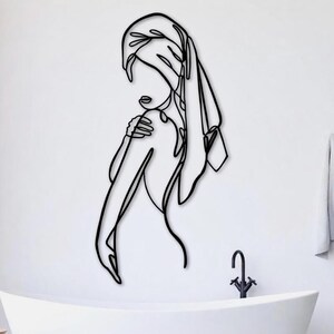 Women Metal Bathroom Wall Decor, Minimalist Female Body Wire Art, Minimalist Line Art, Modern Home Decor, Metal Wall Art, Housewarming Gift image 3
