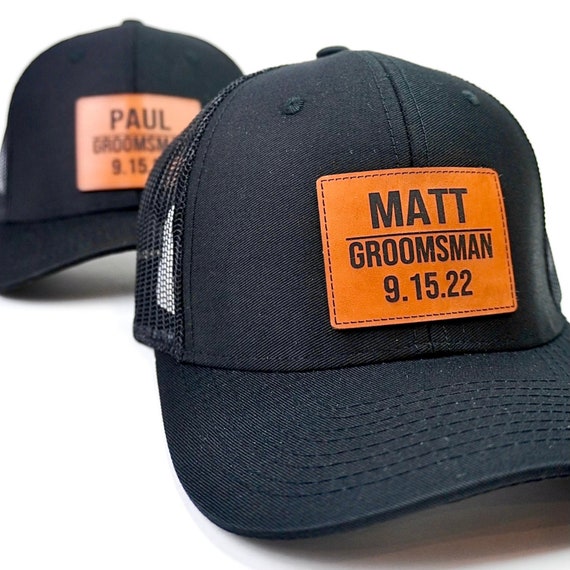 Custom Groomsmen Hats, Groomsmen Gifts, Groomsmen Proposal, Groomsman Gift, Bridal Party Hats, Wedding Party, Snapback Leather Patch Hats