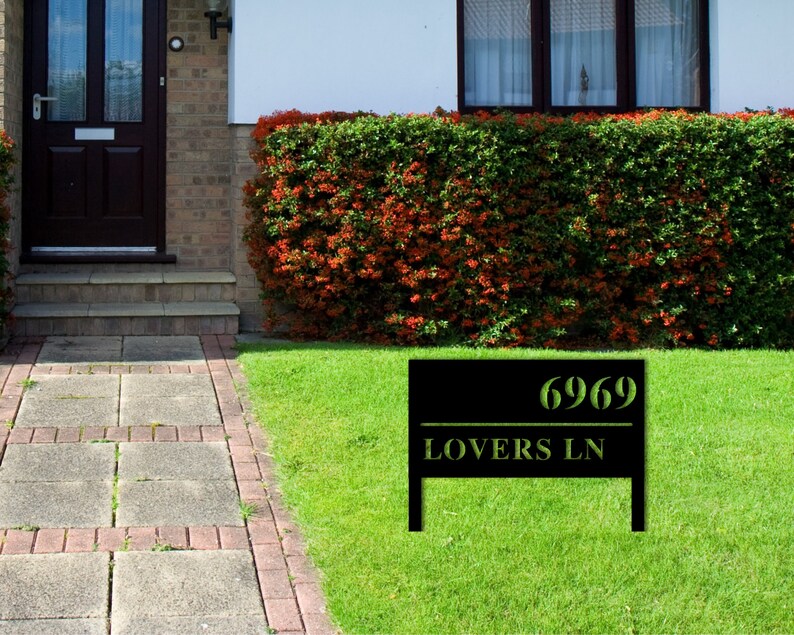Lawn Mounted Personalized Address Plaque Custom Metal Address Etsy