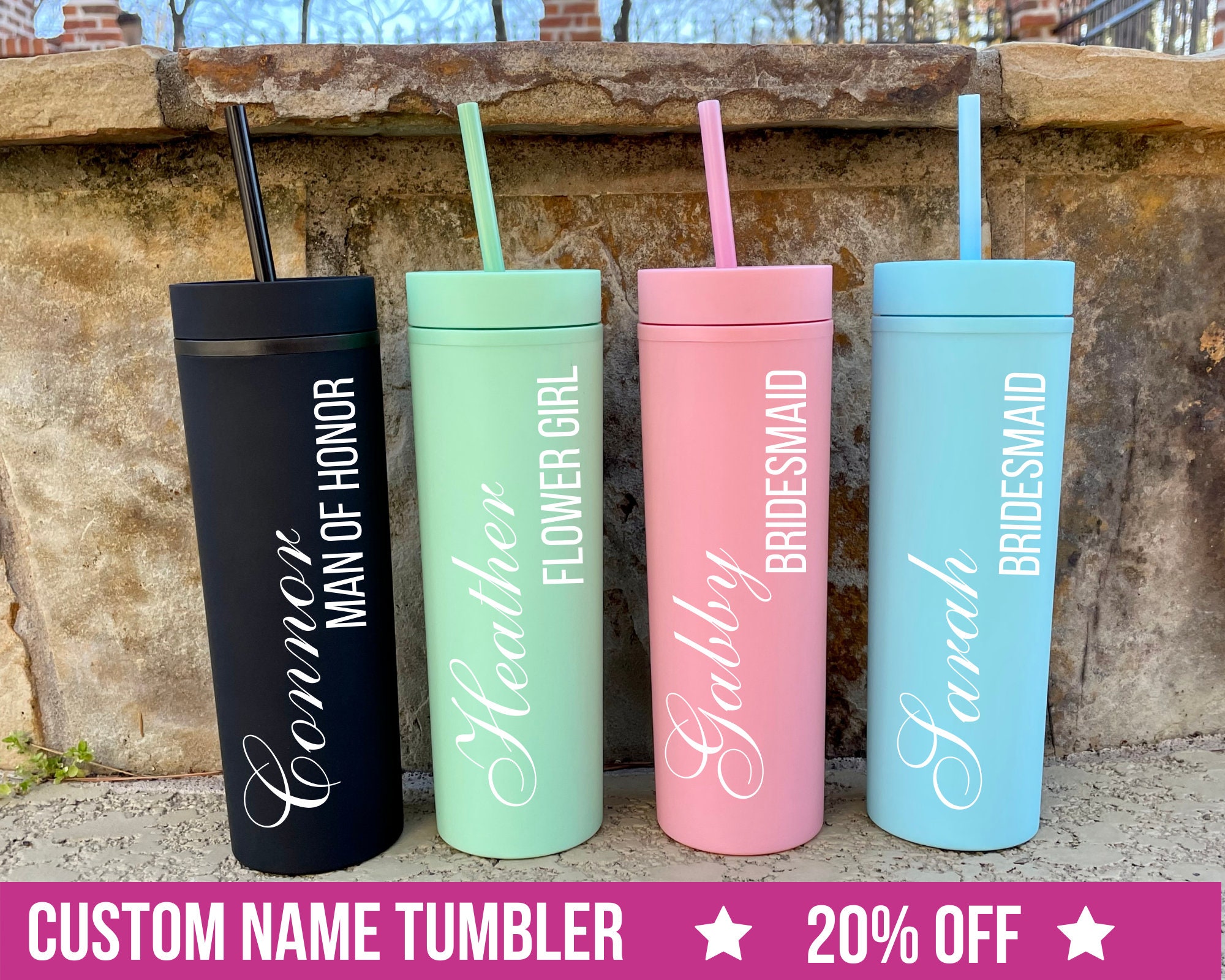 Custom Personalized Name Tumbler Girl's Trip Tumbler Stainless Steel Cup  Straw Bridesmaid Gift Wedding Mothers Day Birthday Cup 