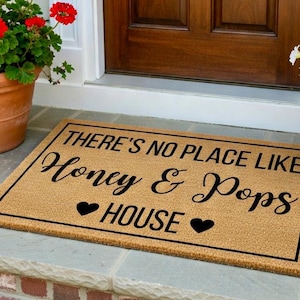 Custom There's No Place Like Grandma and Grandpa's House, Grandparents Christmas Gift, Grandparents Day Gift, Welcome Mat, Home Doormat Gift