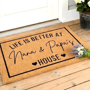 Grandparent Gift, Doormat for Grandparents with Custom Names, Nana & Papa Gift, Gift from Grandkids, Christmas Gift for Grandma