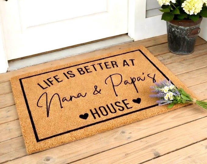Grandparent Gift, Doormat for Grandparents with Custom Names, Nana & Papa Gift, Gift from Grandkids, Christmas Gift for Grandma