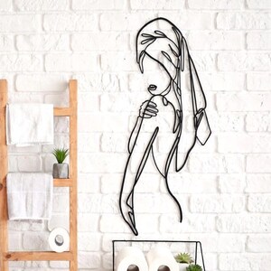 Women Metal Bathroom Wall Decor, Minimalist Female Body Wire Art, Minimalist Line Art, Modern Home Decor, Metal Wall Art, Housewarming Gift image 2