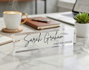 Desk Plaque, Name Plate for Desk, Personalized Acrylic Gift, Custom Office Name Sign, Personalized Office Desk Name Plate, Office Decor