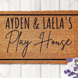 Kids Custom Playhouse Doormat, Kids Doormat, Play House Doormat, Personalized Play House Doormat, Playhouse doormat for kids, Custom Doormat