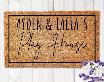 Kids Custom Playhouse Doormat, Kids Doormat, Play House Doormat, Personalized Play House Doormat, Playhouse doormat for kids, Custom Doormat