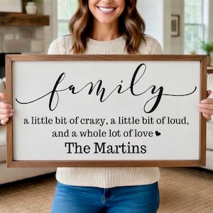 Personalized Family Sign, Family Wood Sign, Little Bit of Crazy, Family Living Room Sign, Family Signs Wall Decor, Family Sayings Wall Art