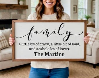 Personalized Family Sign, Family Wood Sign, Little Bit of Crazy, Family Living Room Sign, Family Signs Wall Decor, Family Sayings Wall Art
