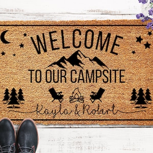 Mingnei Welcome to Camp Quitcherb**Chin Camper Doormat Door Mat for Rv Home  Entrance, Camping Floor Mats for House Front Indoor Inside Outdoor Outside