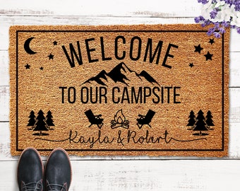 Welcome to Our Campsite Personalized Doormat for Camper Doormat for Camping Door Mat, Wedding Gift, Custom Doormat, Welcome Mat, RV Doormat