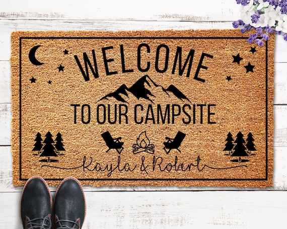 Camper Decor | Camping Decor | Camping Gift | Camper Welcome Mat | RV Decor  | Custom Door Mat | Happy Camper | Personalized Doormat