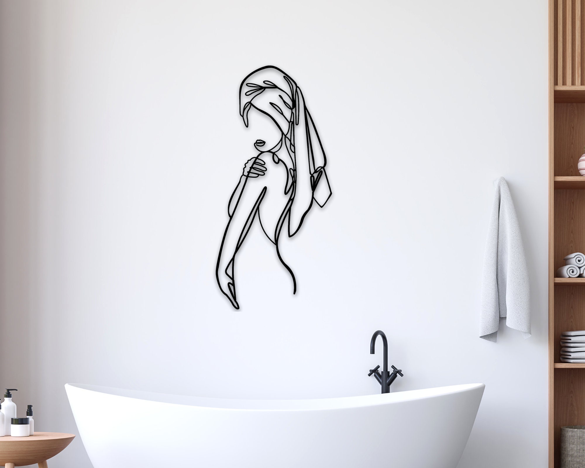 Women Metal Bathroom Wall Decor Minimalist Female Body Wire Etsy