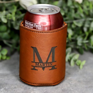 Bachelor Party Gifts Beer Can Cooler Personalized Groomsmen Gift Leather Can Cooler Groomsmen Can Holder Custom Can Cooler Best Man Gift image 2