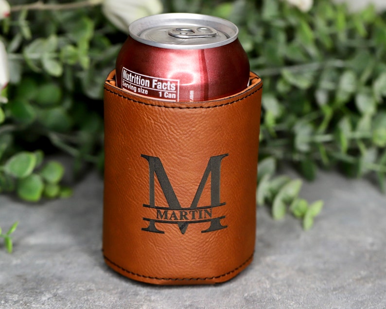 Bachelor Party Gifts Beer Can Cooler Personalized Groomsmen Gift Leather Can Cooler Groomsmen Can Holder Custom Can Cooler Best Man Gift image 2