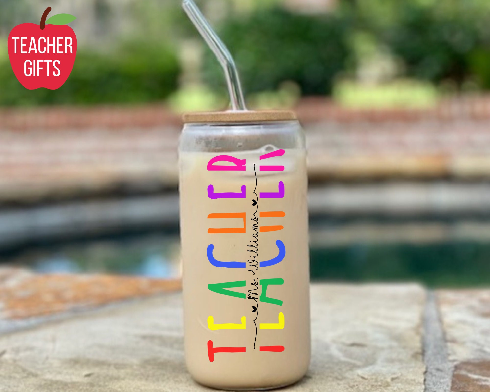 Teacher Gifts Personalized, Iced Coffee Cup, Glass, Tumbler,…