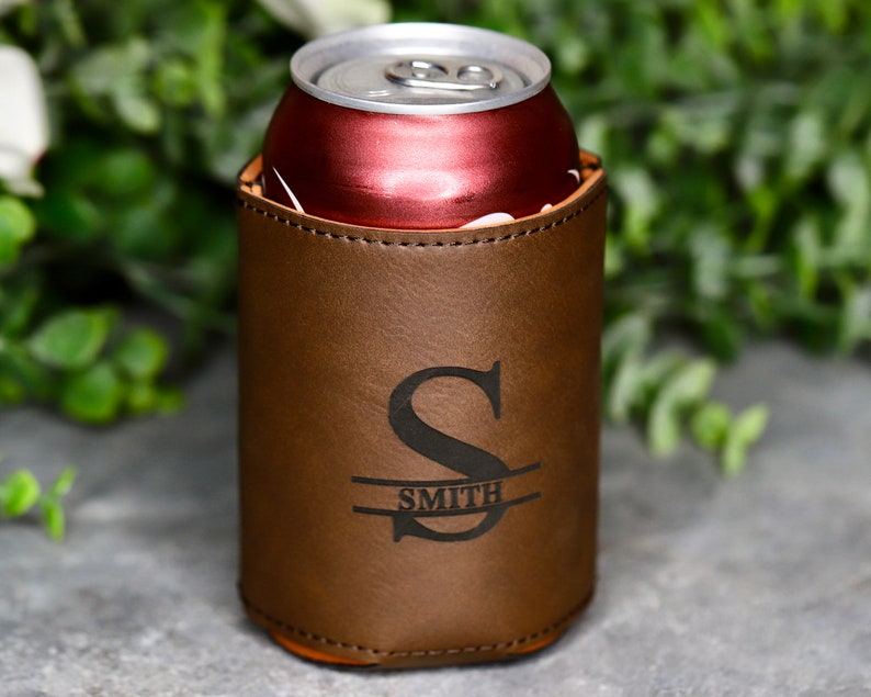 Bachelor Party Gifts Beer Can Cooler Personalized Groomsmen Gift Leather Can Cooler Groomsmen Can Holder Custom Can Cooler Best Man Gift image 4