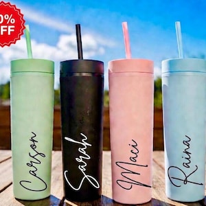Personalized Tumbler with Straw, Black Friday Sale Tumblers, Christmas Tumblers, Skinny Tumbler, Stocking Stuffer, Cyber Monday Deals Gift