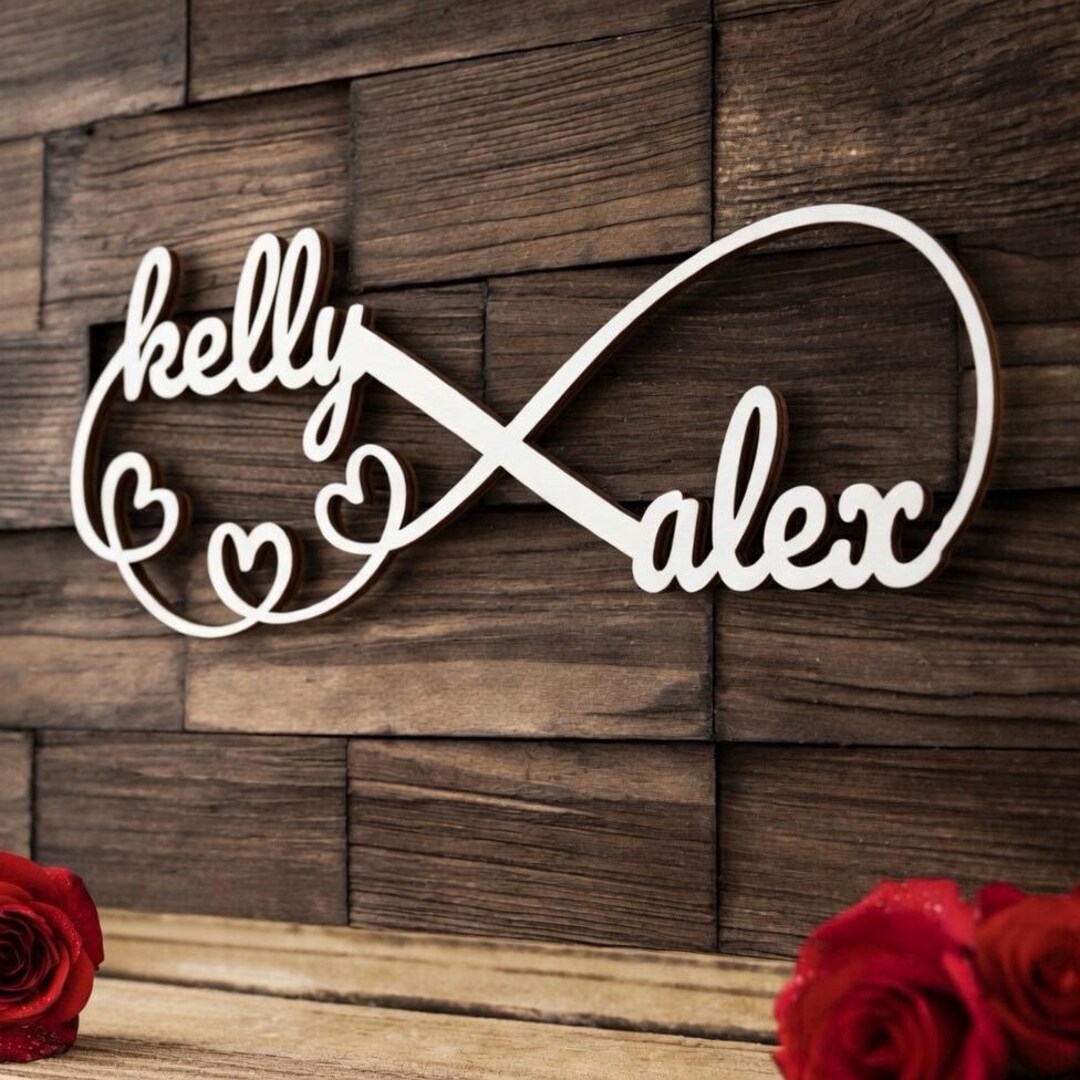 Infinity Sign Custom Metal Infinity Name Sign, Infinity Sign With Hearts, Personalized ...