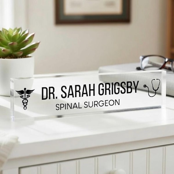 Placa personalizada con nombre para carrera médica, placa de escritorio para enfermería, medicina y otros profesionales, regalo de graduación para enfermeras, decoración de escritorio para médicos.