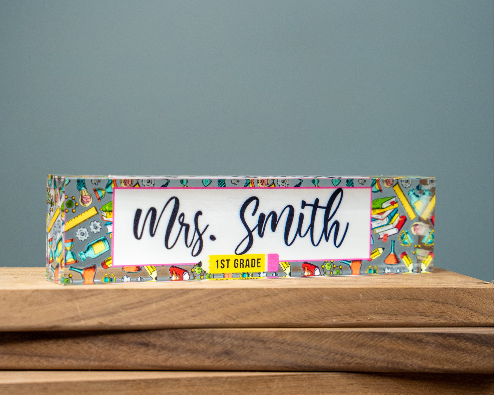 Teacher Desk Name Plate, Custom Teacher Desk Sign, Acrylic