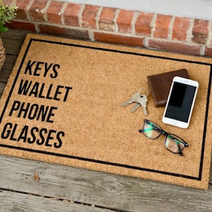 Customizable Personalized Keys Glasses Phone Debit Card Purse Iron, Funny Doormat, Welcome Mat, Funny Door Mat,  Funny Gift, Home Doormat