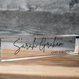 Desk Plaque, Name Plate for Desk, Personalized Acrylic Gift, Custom Office Name Sign, Personalized Office Desk Name Plate, Office Decor