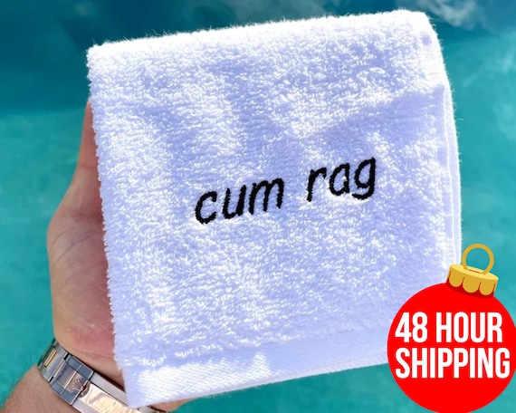 CUM RAG Embroidered Face Cloth or Set - Novelty Gift Black White or one of  each