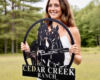 Custom Horse Sign, Metal Ranch Sign, Horse Ranch Sign, Farmhouse Decor, Outdoor Family Name Sign, Outdoor Metal Sign,Custom Metal Ranch Sign