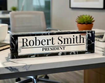 Office Desk Name Plate for Men, Personalized Name Plates for Desk, Office Desk Decor, Desk Sign, Office Gift, Custom Arcylic Name Plate
