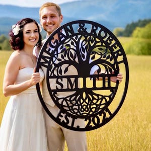 Regalo de boda personalizado Apellido Establecido Letrero de apellido familiar Letrero de metal Letrero de metal personalizado Regalo de aniversario para pareja Letrero personalizado