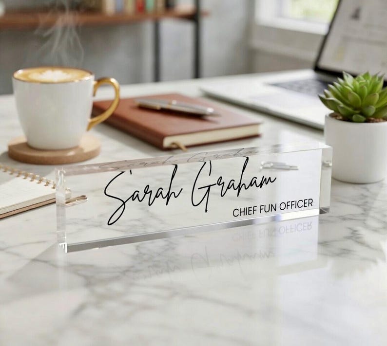 Personalized Name Plate for Desk, Custom Office Decor, Work Gift, Coworker Gift, Desk Nameplate, Desk Sign, Office Gift, Promotion Gift image 2