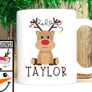 Personalized Christmas Mugs, Funny Christmas Mug, Secret Santa Gift, Reindeer Mug, Hot Chocalate Mugs, Christmas Coffee Cup, Mug for Kids