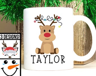 Personalized Christmas Mugs, Funny Christmas Mug, Secret Santa Gift, Reindeer Mug, Hot Chocalate Mugs, Christmas Coffee Cup, Mug for Kids