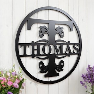 Last Name Metal Sign, Door Hanger, Metal Monogram Sign, Family Name Sign, Split Letter Monogram, Housewarming Gift, Wedding Gift,Anniversary