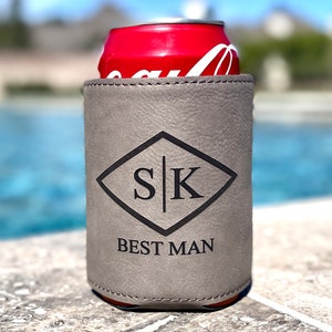 Engraved Can Coolers, Bachelor Party Gifts, Groomsmen Gifts, Groomsmen Proposals, Beer Holder, Beer Can Holder, Bottle Holder, Gift for Him Gray