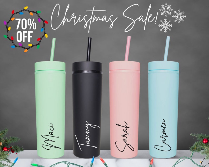 Personalized Tumbler With Straw and Lid Christmas Gift for Etsy