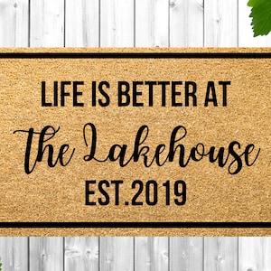 Custom Doormat, Lakehouse Doormat, Personalized Doormat, Housewarming Gift, Closing Gift, Welcome Doormat, Front Door Mat, Lake Decor, Gift