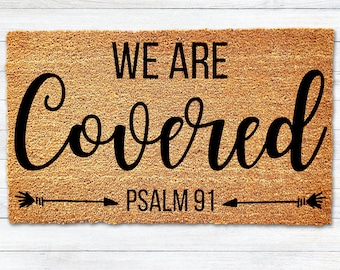 We/'re Covered Psalms 91 Religious God/'s protection Doormat Rubber Christmas US