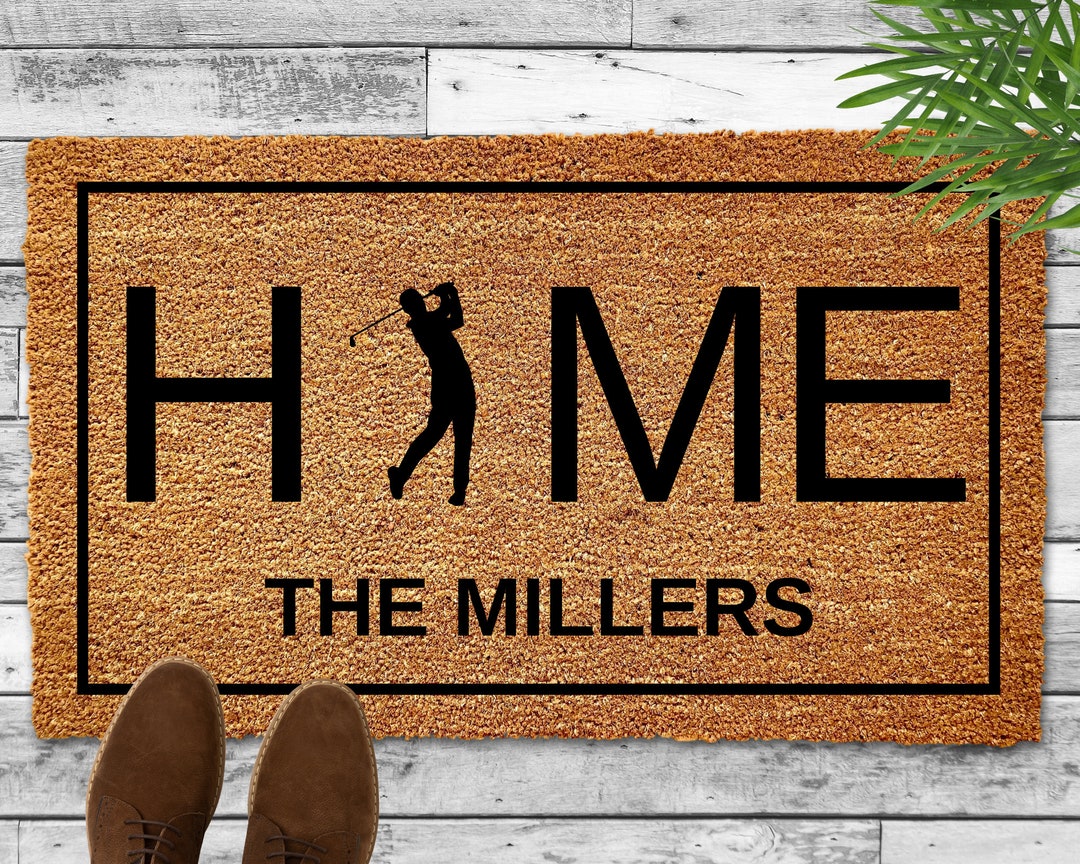 Custom Golf Home Door Mat, Golfer Doormat, Personalized Doormat, Golfer