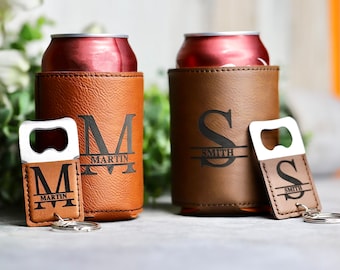 Bachelor Party Gifts Beer Can Cooler Personalized Groomsmen Gift Leather Can Cooler Groomsmen Can Holder Custom Can Cooler Best Man Gift