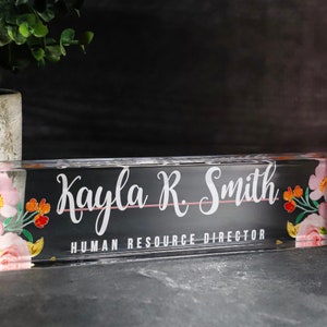 Custom Desk Sign, Office Decor, Executive Gift, Professional Name Plate, Modern Desk Accessories, Unique Workplace Gift, Office Name Plate