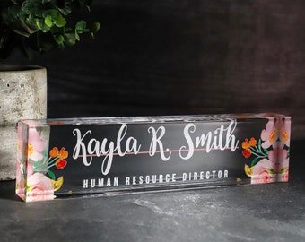 Custom Desk Sign, Office Decor, Executive Gift, Professional Name Plate, Modern Desk Accessories, Unique Workplace Gift, Office Name Plate